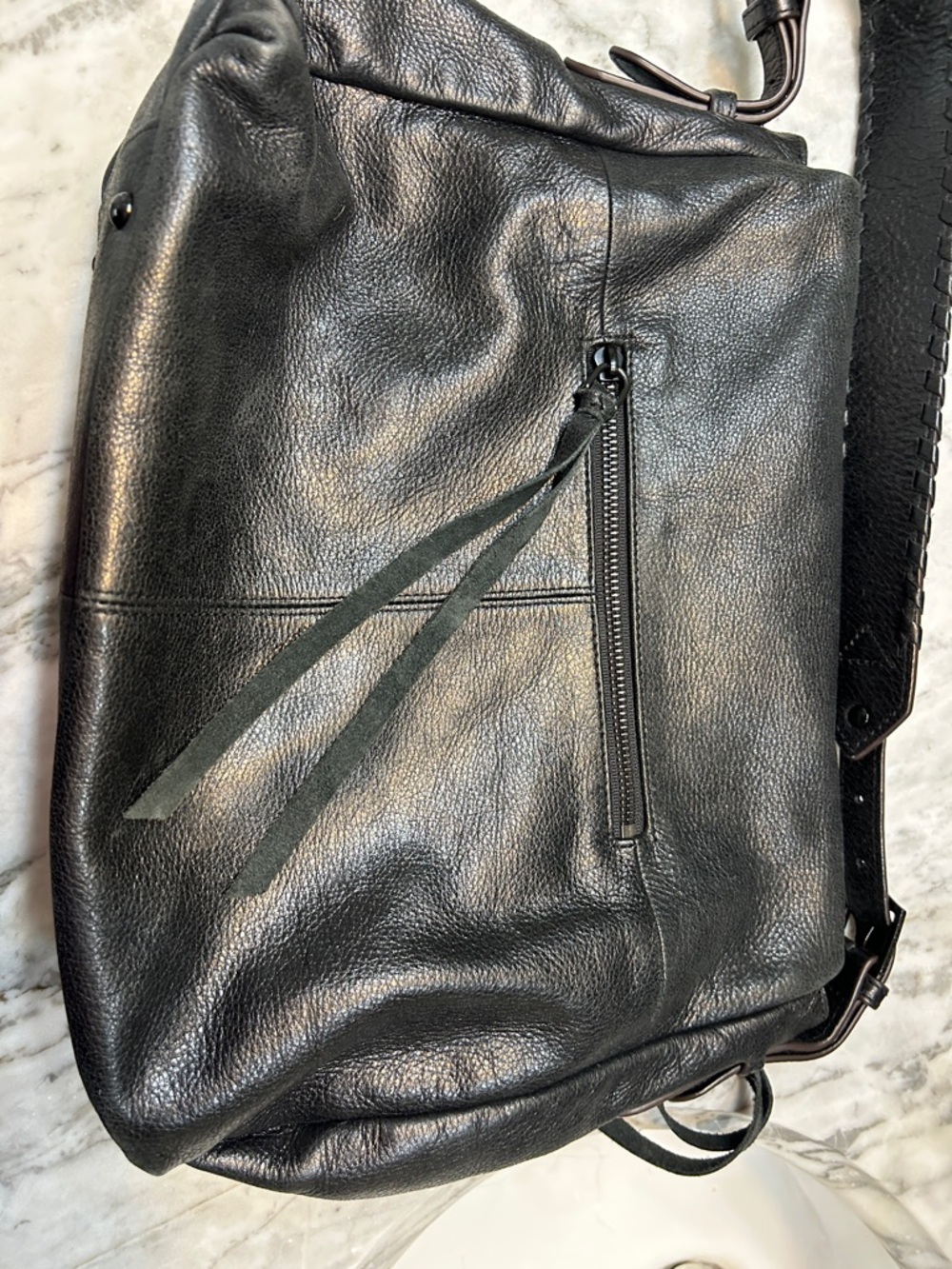 Aimee Kestenberg Black Pebbled Leather Shoulder Bag - Picture 10 of 16
